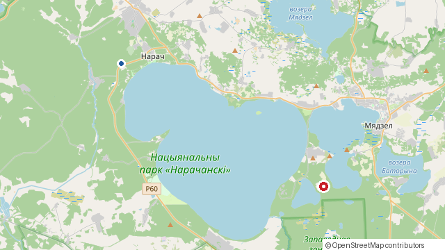 Карта: Аптэкарскі сад (достопримечательность) на Нарочи и наши домики в Урликах