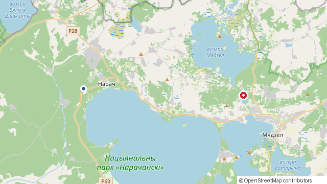 Карта: База адпачынку Рудакова (апартаменты) на Нарочи и наши домики в Урликах