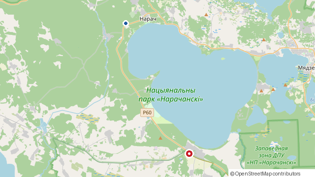 Карта: Царква Праабражэння Гасподняга (место) на Нарочи и наши домики в Урликах