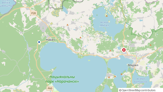 Карта: Кальварыя (достопримечательность) на Нарочи и наши домики в Урликах