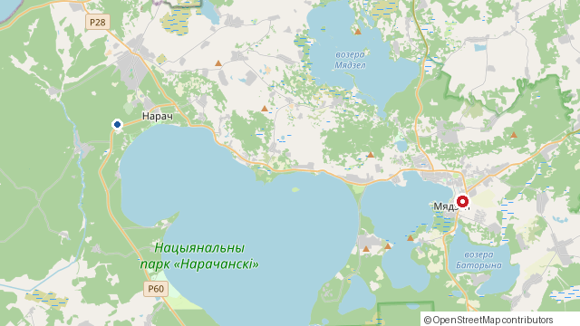 Карта: Кропка (фастфуд) на Нарочи и наши домики в Урликах