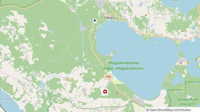 Карта: Валун Пронькаўскі (достопримечательность) на Нарочи и наши домики в Урликах