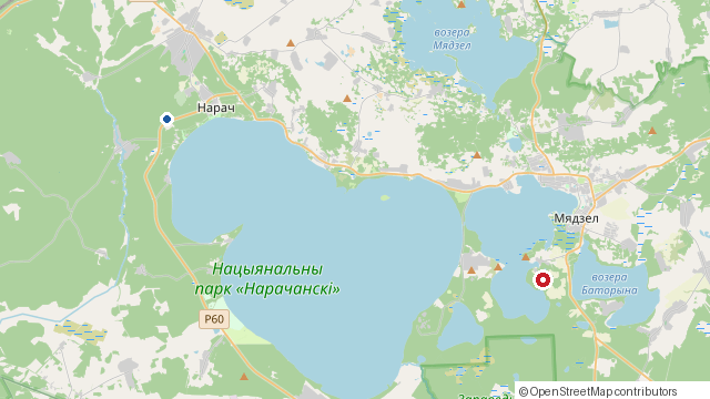 Карта: Вялікі камень Качэргінскі (достопримечательность) на Нарочи и наши домики в Урликах