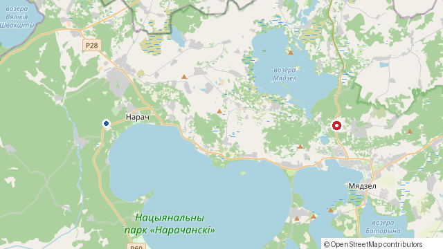 Карта: Вялікі камень Высочкінскі (достопримечательность) на Нарочи и наши домики в Урликах