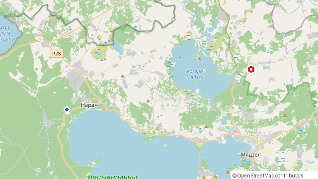 Карта: Вялікі камень Юшкавіцкі (мал.) (достопримечательность) на Нарочи и наши домики в Урликах